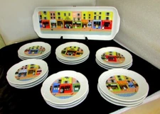 Merchant Row Philippe Deshoulieres Limoges France Canape Plates With Tray 19 Pc
