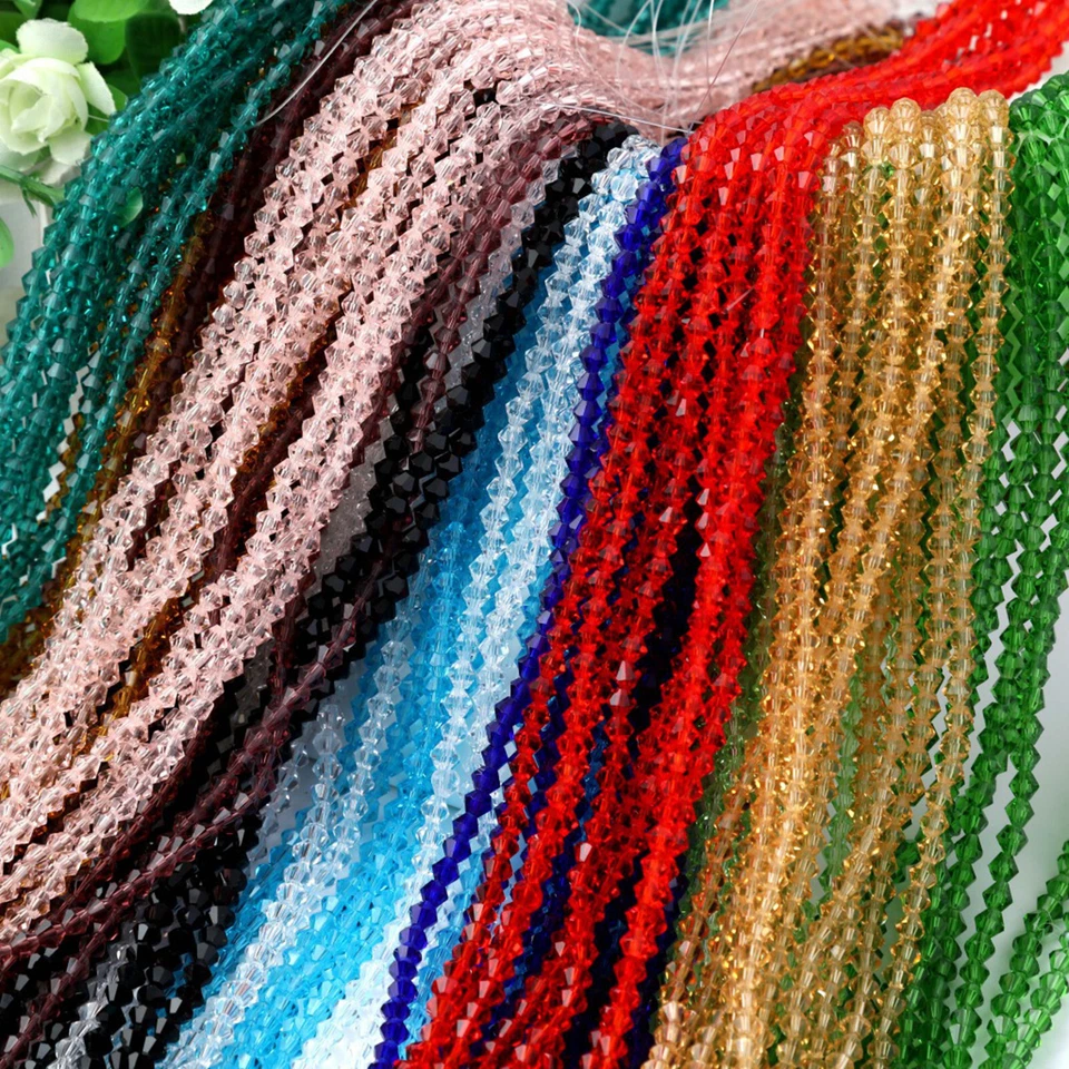 500pcs 4mm Bicone Crystal Glass Beads - Faceted Jewelry Making Supplies for DIY - Image 2 of 4