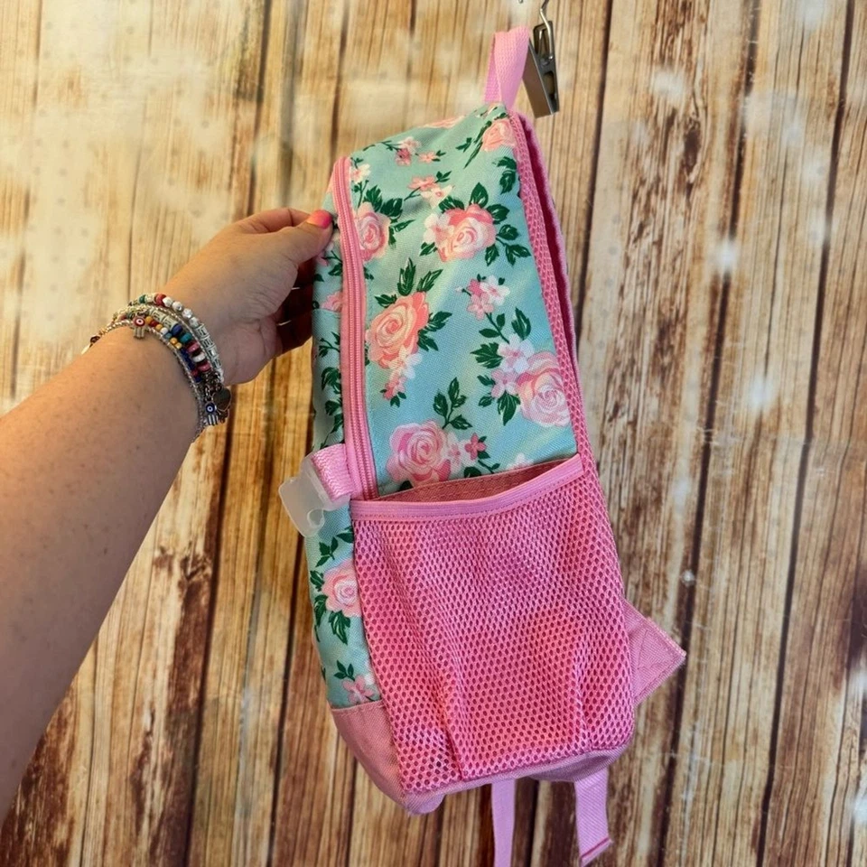 Mochila rosa floral demais limitada fecho com zíper - Imagem 4 de 4