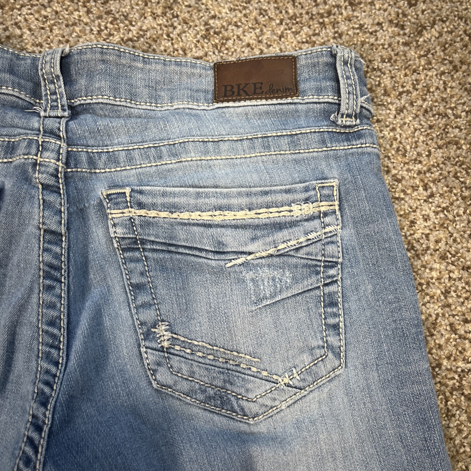 BKE Stella Low Rise Womens Stretch Blue Tapered Leg Jeans Size 28R (32 X 30) - View 14