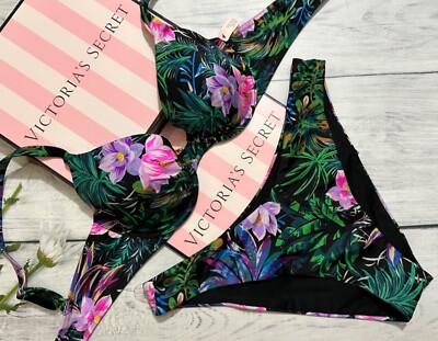 Victoria's Secret 花柄バンドゥビキニ Victoria's Secret Swim Icon Push Up Brazilian Set Tropical Floral