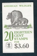 1987 US stamp booklet: American Wildlife;SC#BK137, 20X 18C; MNH; Face value=$3.6