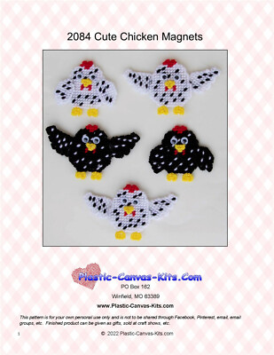 Cute Chicken Magnets- Plastic Canvas Pattern or Kit
