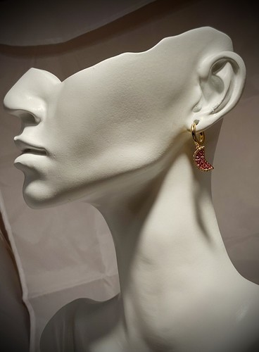 NWT KATE SPADE PAVE GRAPEFRUIT HUGGIE HOOP EARRINGS - Picture 2 of 6