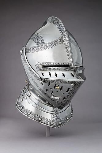 King Wolf Armor Helmet Silver Finish | Medieval Steel Knight Armor helmet - Picture 6 of 13