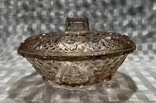Pink Depression Glass Covered Candy Dish