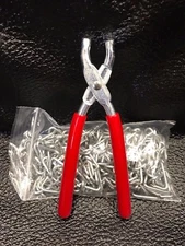 Hog Ring Pliers and Hog Rings 3/4" KIT Seat Covers Upholstery Fences Netting 