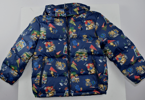 NWT Ralph Lauren Sz 5 Boys Navy Bear Duck Down Hood Zip Jacket Pony Pockets Logo - Picture 3 of 17