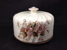 Pink Flower Design 5.5" Ceramic Dish with Wood Plate Serving Dish Covered