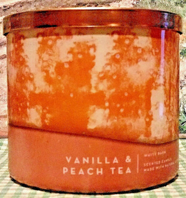 VANILLA PEACH TEA CANDLE LARGE JAR 3 WICK 14.5 oz BATH & BODY WORKS BOXED NEW