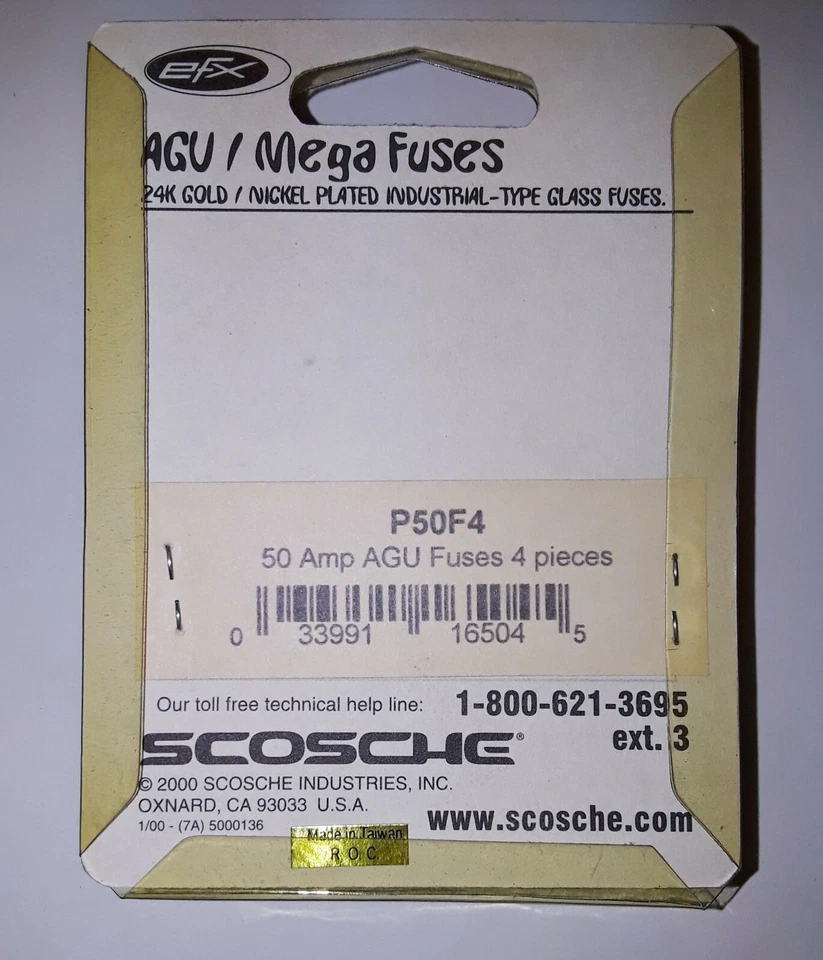 Scosche EFX P50F4 | 50 Amp AGU Fusibles 4 Piezas (¡Nuevo!) Foto 2 de 2