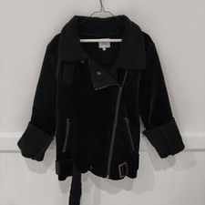 Nwot J.o.a Women's Sueded Belted Sherpa Lined Punk Jacket Black Size S $99 Bb319