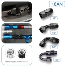 16AN Fitting Straight Hose Swivel End Adapter Line AN16 Oil/Fuel/Gas - Black