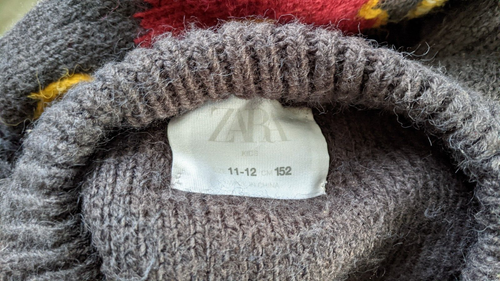 Zara Kids Girls Embroidered Multicolor Sweater Sz 11-12 Acrylic Blend Thick Knit - Picture 9 of 10