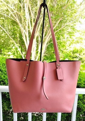 Coach LARGE 58849 Peony Pink Market Leather Turnlock Tote/Shoulder