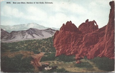 Colorado Springs Colorado Seal & Bear Garden of the Gods Tourists in foreground