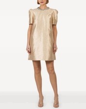 ZIMMERMANN Crush Shift Dress • Gold • Crystal Neckline • Size 1 AU 10 US 6