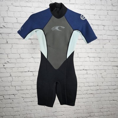 O'Neill Black Blue Hammer 2mm Exo Flex Short Sleeve Shorty Springsuit Wetsuit 4