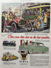 1952 Ethyl Gasoline Cars Run Best Anti Knock Compound New York Vintage Print Ad