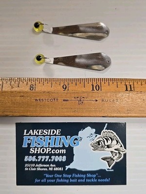 LOT OF 2 GUSTER ICE FISHING SPOONS YELLOW & BLACK BEADS
