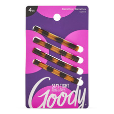 Stay Tight Hair Barrettes, 4 Ct, Mock Tort, Slideproof Flat Clips, Comfortable 