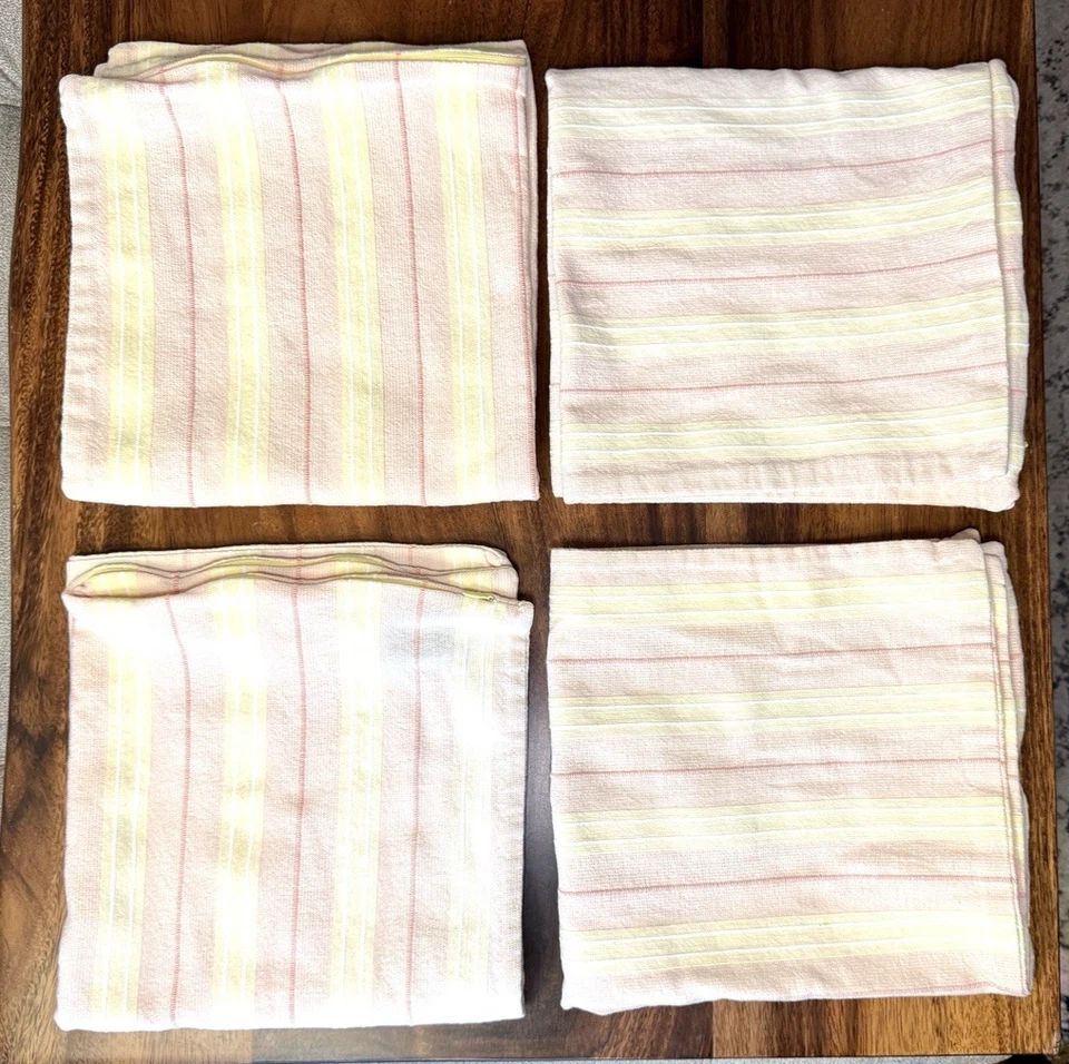 SET of 4 - Ralph Lauren Throw Pillow Cover 20" Yellow Peach Textured Zip Cotton - Image 3 of 4