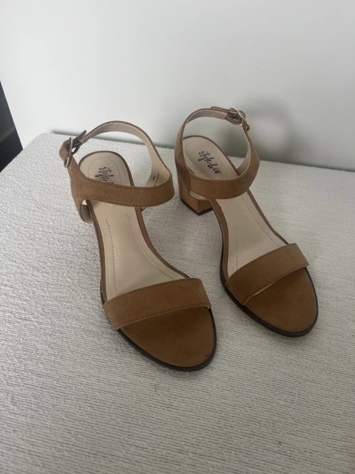 Style & Co Faux-Suede Open Toe Strappy Sandals for Women in Taupe Size 6M - Image 2 of 4