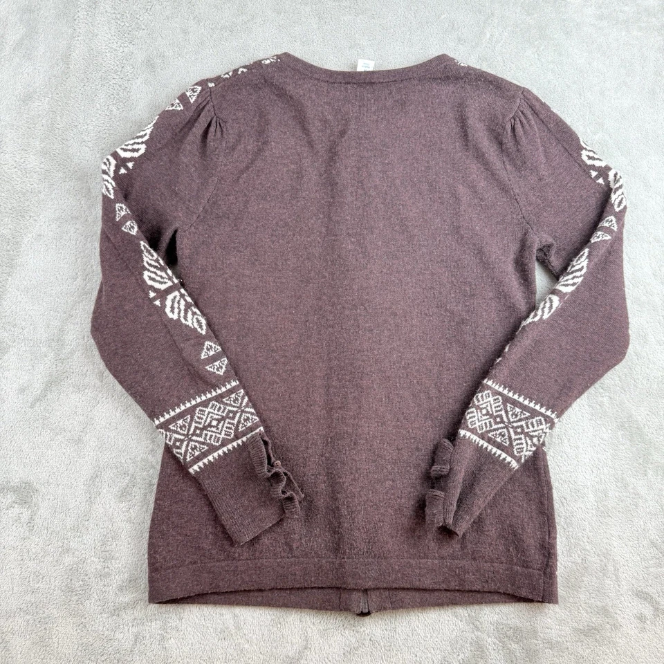 Cárdigan Suéter Sundance Mediano Marrón Blanco Tejido Mezcla de Lana Cremallera Completa Boho Chic Foto 2 de 4