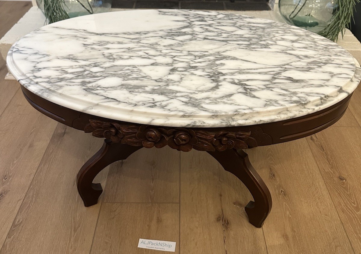 Antique Victorian Wood Coffee Table w/ Italian Marble Top | eBay