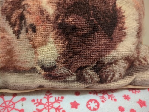 Vintage Puppy Needlepoint Accent Pillow by Steinwinder Enterprises - Picture 6 of 9