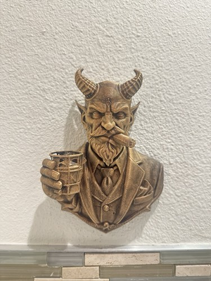#ad Devil Gentlemen Wall Decor Horned Demon Bust Cigar Whiskey Bar Man Cafe Gothic $42.99