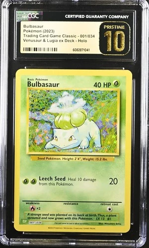 CGC 10 PRISTINE Pokemon Bulbasaur 001/034 Trading Card Game Classic CLV Holo