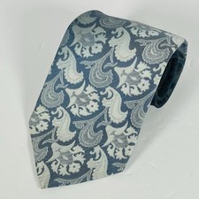 Vintage Don Loper 100 Polyester Blue/Silver Floral Retro 3 7/8  