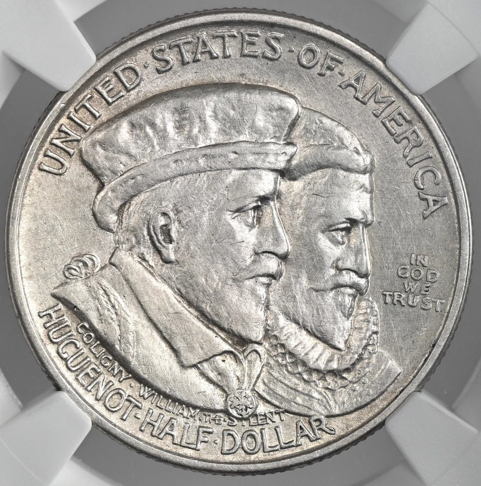1924 50C HUGUENOT SILVER HALF DOLLAR NGC AU DETAILS HARSHLY CLEANED #8405243-023 - Image 2 of 4