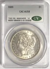 1889 MORGAN "CAC AU58" - STUNNING CRISP WHITE /DETAILS/NICE MIRRORS/ REV PL  💥✅