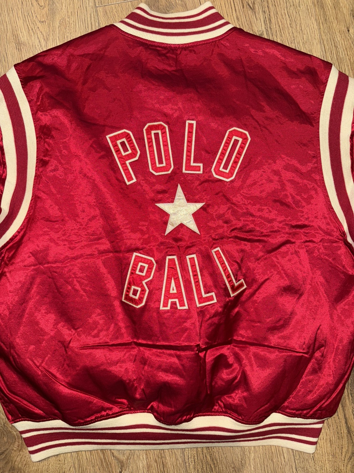 Polo Ralph Lauren ‘Polo Ball’ 90s Red Satin Varsity Jacket XXL BNWT RRP £849 image 8