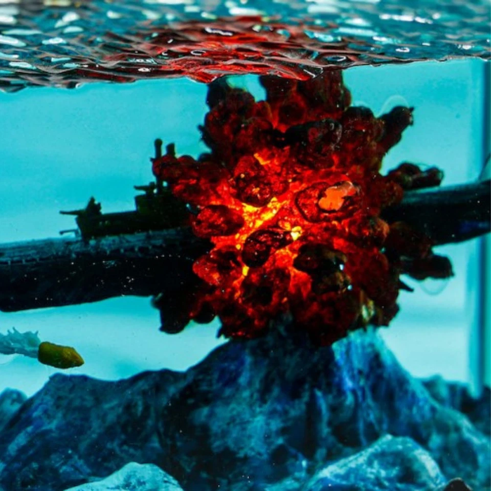 Lámpara de resina diorama de accidente submarino, lámpara de mar azul profundo, diorama del océano Foto 3 de 4