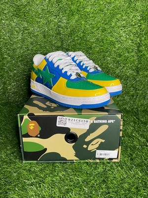 A Bathing Ape Bape Sta Brazil Green Blue Yellow M191004 Size 9.5M Sneakers Shoes
