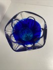 Vintage Bohemian Art Glass Vase Blue Chunky with Original Sticker 9” — photo 4