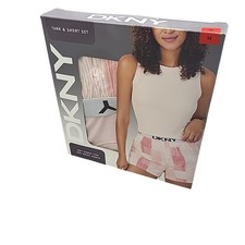 DKNY Womens Set of Tank Top with Shorts Set Medium Size Pink Printed Multicolor