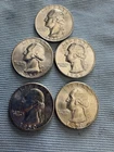 1950s Washington Quarters 90% Silver Proof Like Mixed Dates Lot Of 5