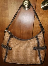 Fossil Straw and Leather small Handbag Vintage
