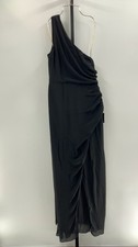 Lulus Black Satin Pleated Maxi Dress M