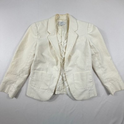 Ann Taylor LOFT Women's Ivory Cotton Spandex Blazer Jacket Size 0