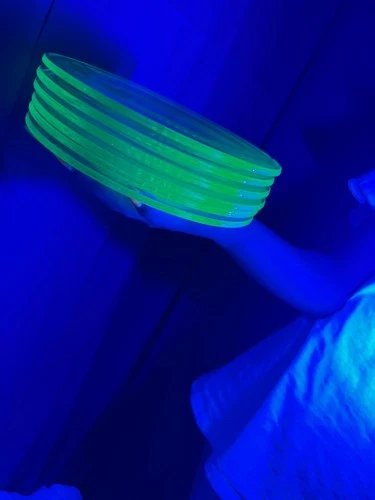 5  Federal Uranium Vaseline Hostess Green Depression Glass 7" SALAD PLATES