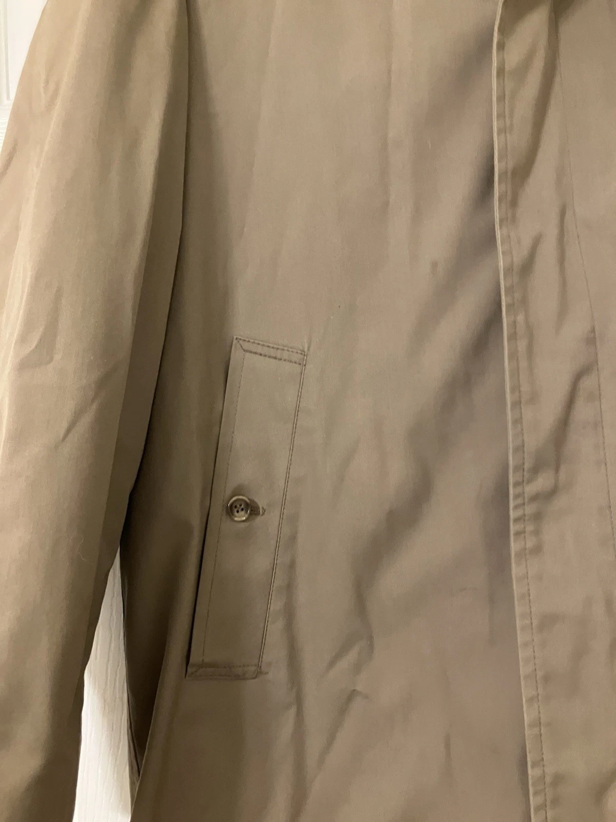 Vintage London Fog Maincoat Trench Coat Beige Men’s 40R Zip Lining image 3