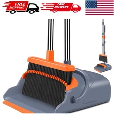 Extendable Broom and Dustpan Set - Perfect for Pet Owners in Gray & Orange