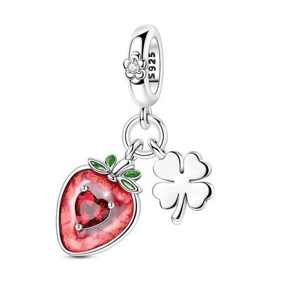 MULA Europäische 925 Sterling Silber Charm Erdbeer Kleie Anhänger für Armband