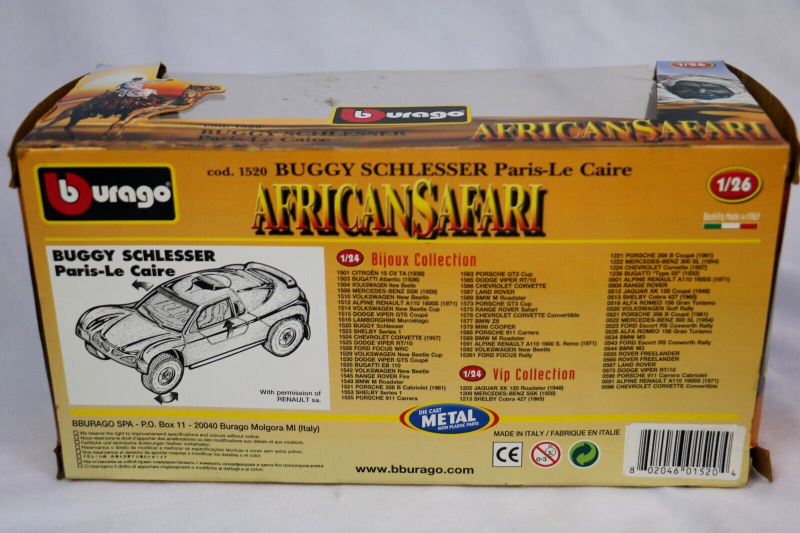 ブラーゴ BUGGY SCHLESSER Paris-Le Caire New Burago Buggy Schlesser Diecast Car 1/26 Paris-Le-Caire