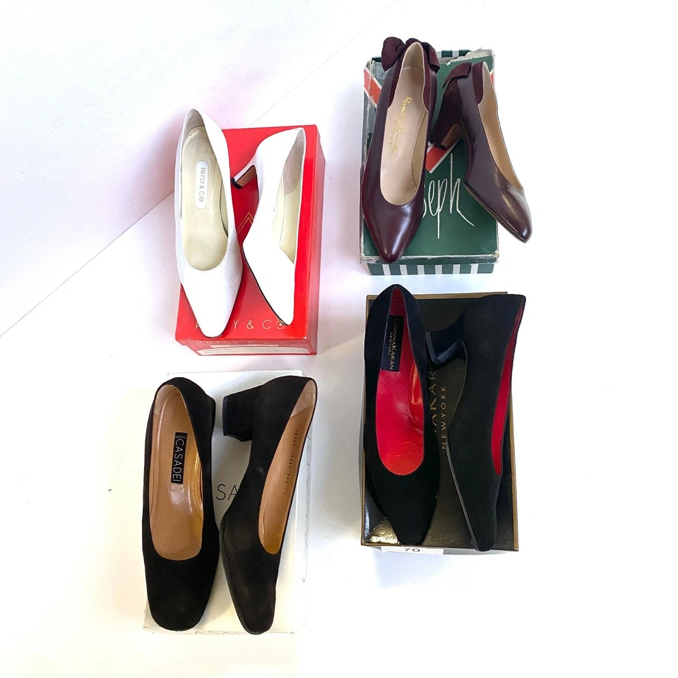 LOTE x4 Zapatos de salón de cuero de colección Donna Karan, Patsy, Joseph & Co, Casadei talla 8,5 9M Foto 2 de 4